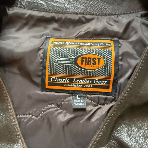 First Classics Leather Gear Motorcycle Biker Vest Mens Large Dark Brown Gothic - Picture 6 of 9